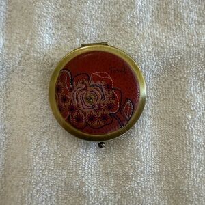 Fossil Red and Gold Floral Compact